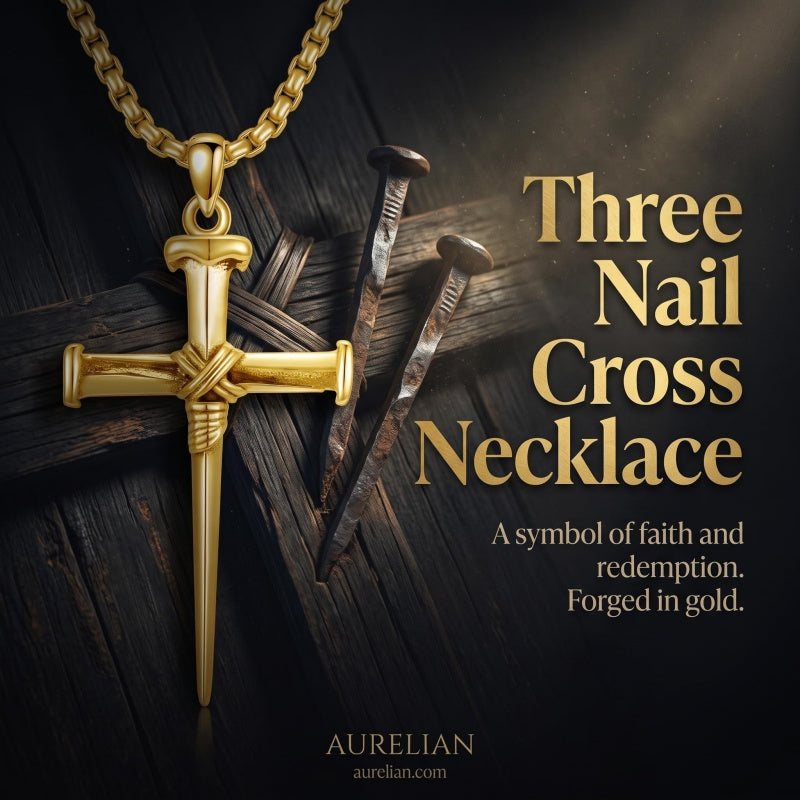 14K Gold Plated Cross Pendant Necklace for Men Religious Jewelry Christian Gift