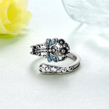 Sterling Silver Oxidized Dragonfly Butterfly Hummingbird Sea Turtle Anchor Cross Tree of Life Sunflower Spoon Ring