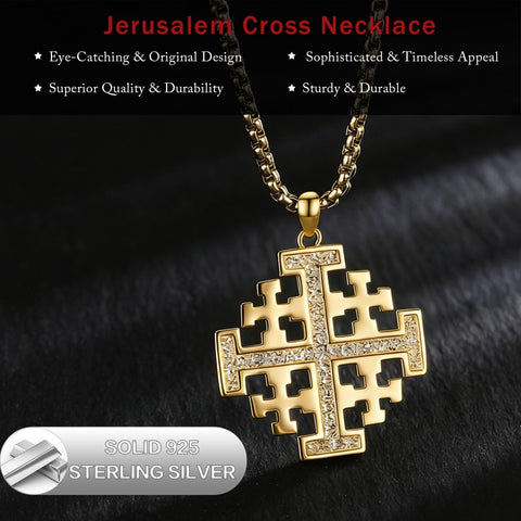 14K Gold Plated Cross Pendant Necklace Protection Jewelry Religious Gift