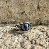 Sterling Silver 10K 14K 18K Gold Custom Birthstone Pattern Class Ring for Men