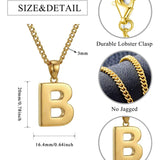 Initial Pendant Necklace 14K Gold Plated with Cuban Chain