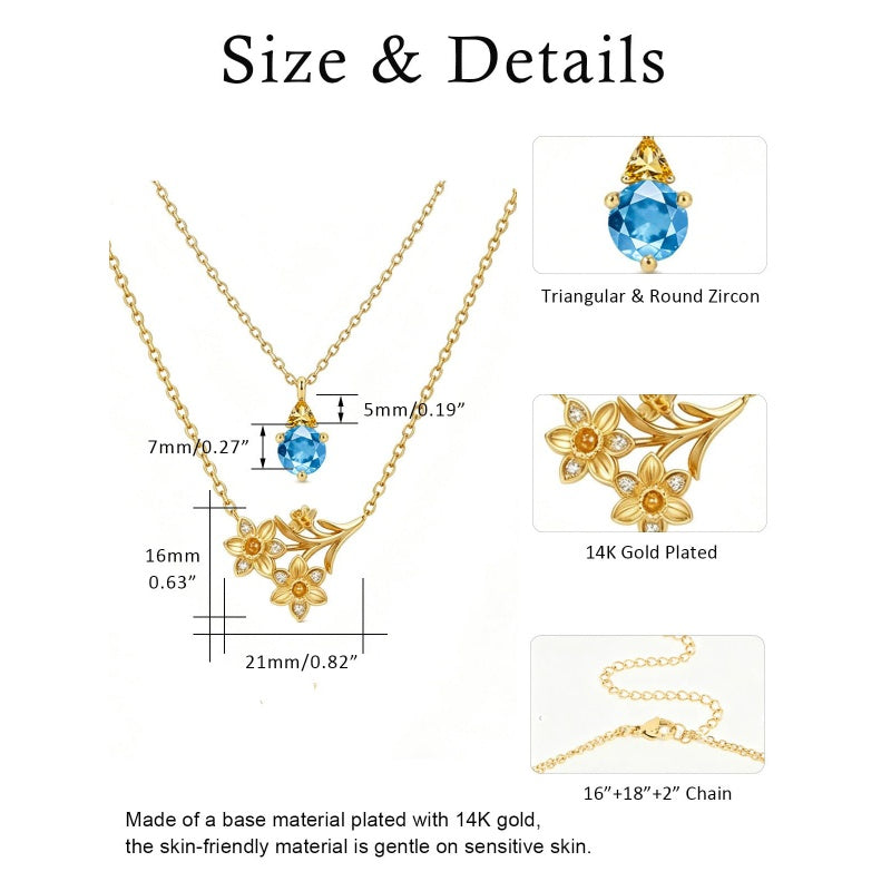14K Gold Birthstone Birth Flower  Pendant Necklace Birthday Jewelry Gifts for Women