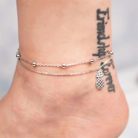 Sterling Silver Multi-layered Animal Anklet