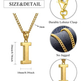 Initial Pendant Necklace 14K Gold Plated with Cuban Chain