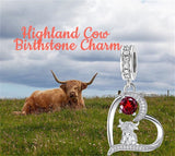 Highland Cow Charm Birthstone for Bracelet Cow Bead Charm 925 Silver Highland Cow Gifts for Girls Women Cow lover