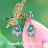 Sterling Silver Abalone Shell Dragonfly Dangle Earrings