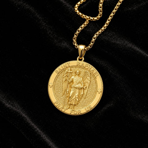 Patron Saint Medal Gold Plated Catholic Pendant Christian Religious Necklace Amulet Jewelry