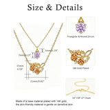 14K Gold Birthstone Birth Flower  Pendant Necklace Birthday Jewelry Gifts for Women