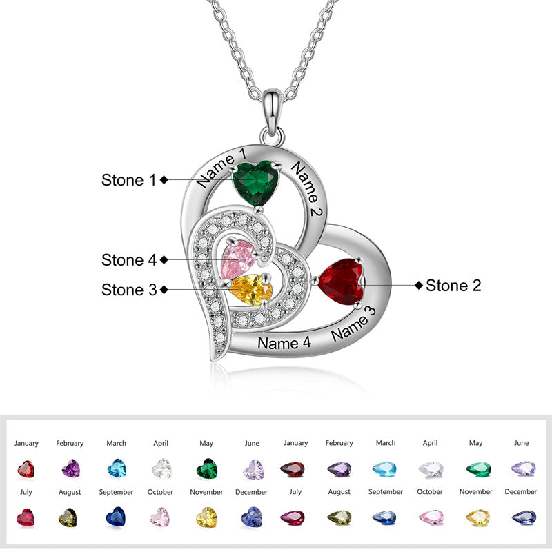 Sterling Silver Personalized Name Birthstone Mothers Necklace for Women