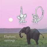 Sterling Silver Elephant Otter Leverback Earrings