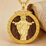 Christian Religious Medal Amulet 14K Gold Plated Pendant  Necklace