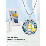 Sterling Silver 2 Heart Birthstone Austrian Crystal Tree of Life Pendant Necklaces