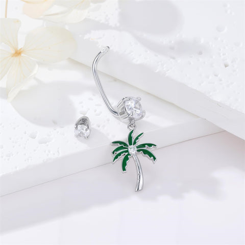 Sterling Silver Cubic Zircon Angel Wings Mermaid Tail Palm Tree Pet Paw Print Belly Button Ring