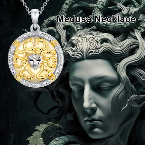 Sterling Silver Medusa Triple Moon Goddess Athena Pendant Necklace for Women