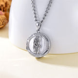 Sterling Silver Saint Michael Saint Christopher Amulet Pendant Necklace for Men