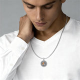 Sterling Silver Tiger Eye Eagle Lion Pendant Necklace for Men