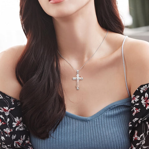 Sterling Silver Cross Pendant Necklace Christian Religious Jewelry Gifts for Anniversary