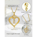 Heart Initial A-Z Pendant Necklace for 14K Gold Plated Women Initials Jewelry Gifts