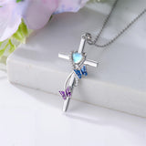 Sterling Silver Cross Moonstone Dragonfly Butterfly Bee Hummingbird Ladybug Pendant  Necklace for Women