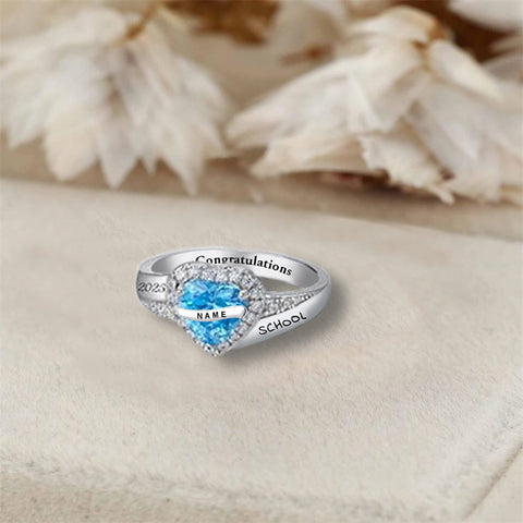 Sterling Silver 10K 14K 18K Gold Custom Birthstone Engraved High School Class Graduation Ring