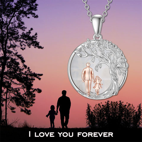 Sterling Silver Father Daughter Heart Pendant Necklace from Dad Gift for Daughter