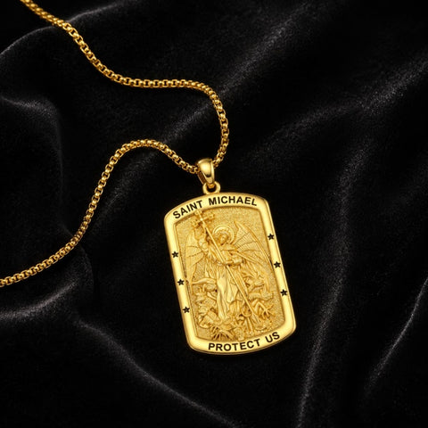 Patron Saint Medal Gold Plated Catholic Pendant Christian Religious Necklace Amulet Jewelry