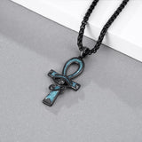 14K Gold Plated Turquoise Wolf Thor's Hammer Ankh Dragon Lion Compass Crucifix Pendant Necklace for Men