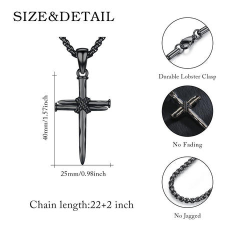 14K Gold Plated Cross Pendant Necklace Protection Jewelry Religious Gift