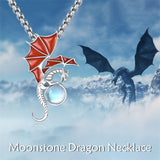 Sterling Silver Moonstone Dragon Pendant Necklace