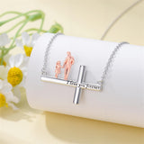 Sterling Silver Cross Father Daughter Mother Daughter Sister Pendant Necklace Engraved with I Love You Forever
