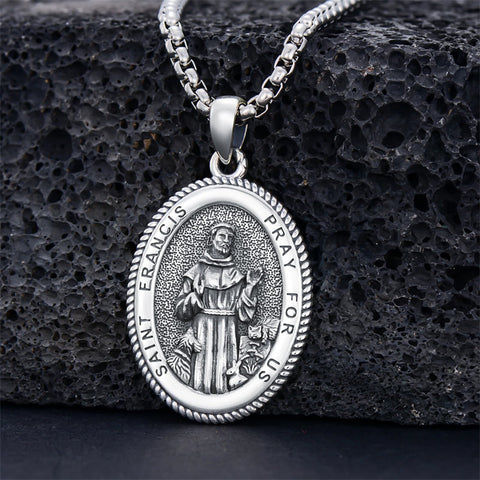 Sterling Silver Saint Joseph St Michael Saint Peter Saint Christopher Religious Pendant Necklace