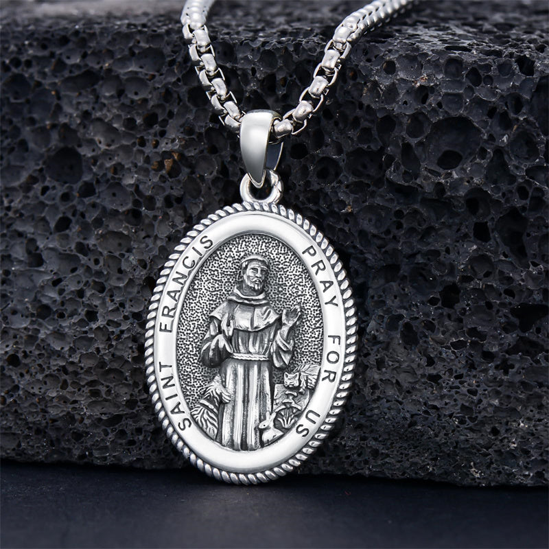 Sterling Silver Saint Joseph St Michael Saint Peter Saint Christopher Religious Pendant Necklace