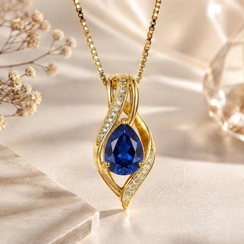 14K Gold Plated  Teardrop Birthstone Infinity Pendant Necklace for Women