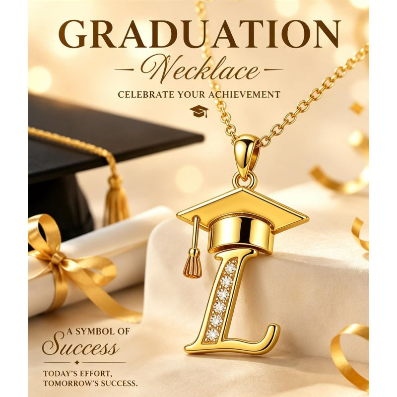 Initial  Graduation 14K Gold Plated Inspiring Grad Pendant Necklace Graduations Jewelry Gifts