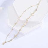 14K Gold Plated  Faith Cross Religious  Double Layered Anklet