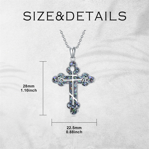 Sterling Silver Russian Eastern Orthodox Cross Pendant Necklace