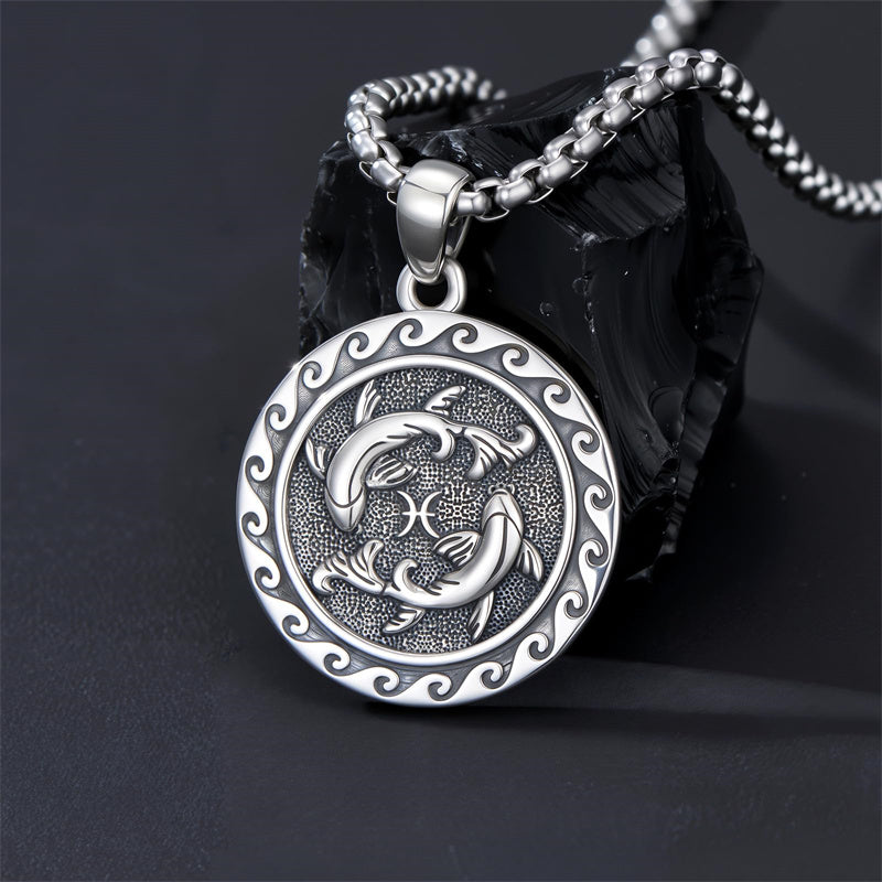 Sterling Silver 12 Zodiac Astrology Horoscope Pendant Necklace