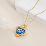 14K Gold Plated Heart Crystal Rose Mom  Sister Daughter Pendant Necklace for Woman
