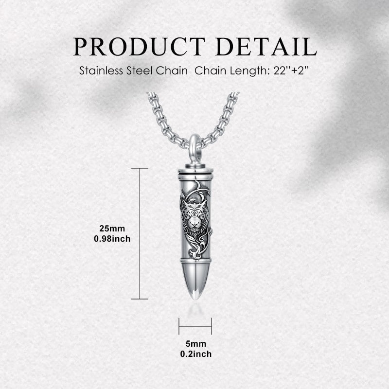 Sterling Silver Animal Angel Wings Pet Jesus Bullet Urn Necklaces for Ashes for Men