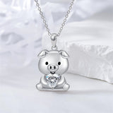 Sterling Silver 12 Month Birthstones Pig Pendant Necklace