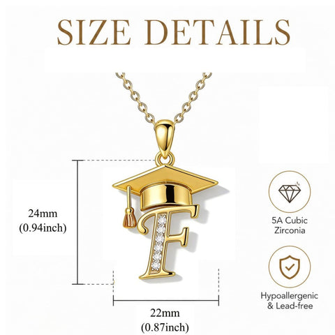 Initial  Graduation 14K Gold Plated Inspiring Grad Pendant Necklace Graduations Jewelry Gifts