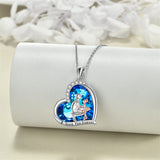 Sterling Silver Father Daughter Necklace Crystal Heart Pendent Necklace