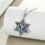 Sterling Silver Star of David Cross Peace Sign Tree of Life Star Pendant Necklace