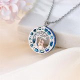 Sterling Silver Blue Crystal Tree of Life Father Daughter Mother Daughter Sister Pendant Necklace