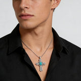 14K Gold Plated Turquoise Cross Pendant Necklace
