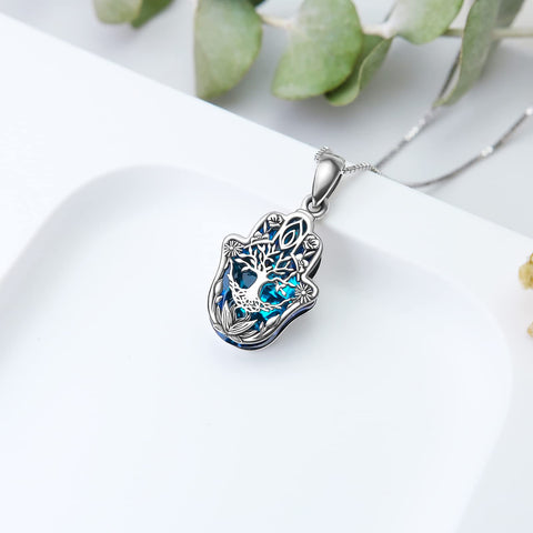 Sterling Silver Hamsa Tree of Life Viking Lion Butterfly Evil Eye Yin Yang Eye of Horus Pendant Necklace