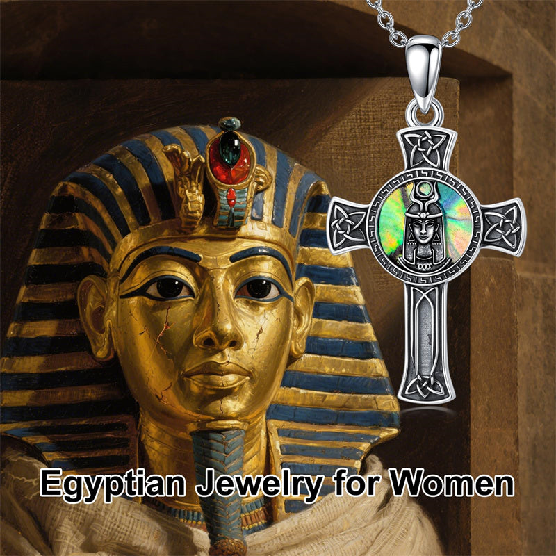 Sterling Silver Medusa Goddess Hand & Heart Ma’at Goddess Nefertiti Goddess Religious Pendant Necklace