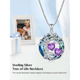 Sterling Silver 2 Heart Birthstone Austrian Crystal Tree of Life Pendant Necklaces