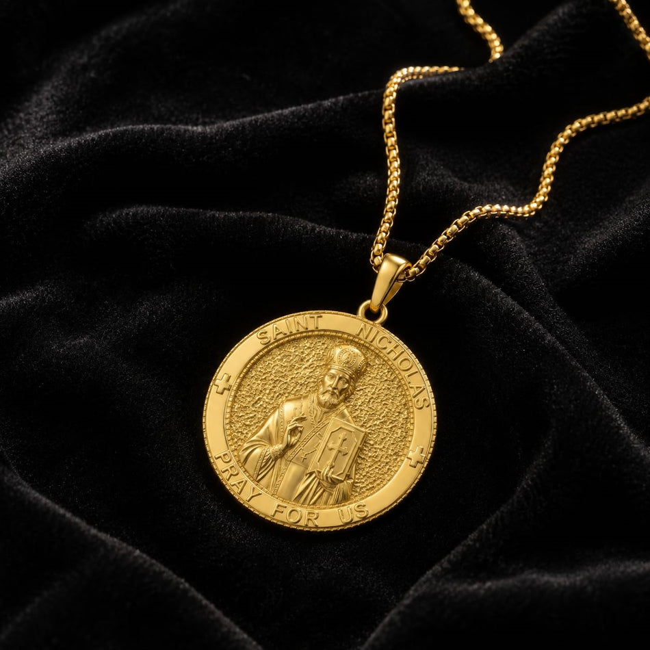 Patron Saint Medal Gold Plated Catholic Pendant Christian Religious Necklace Amulet Jewelry
