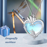 Urn Necklace for Human Ashes 925 Silver Dragonfly Moonstone Memorial Necklace Cremation Jewelry for Women Men Mom